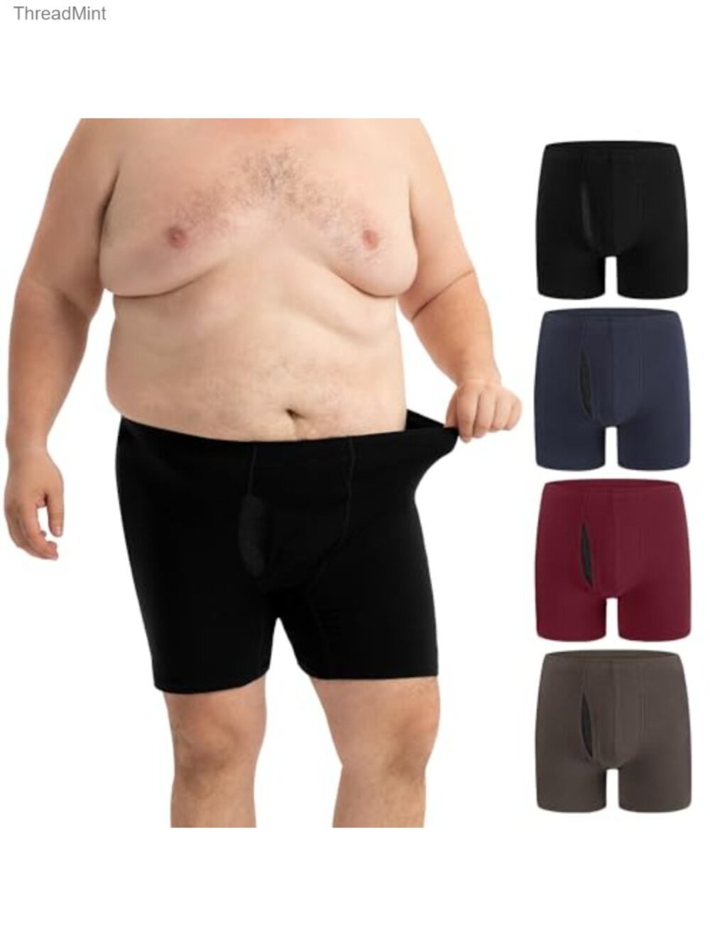 Big & Tall Cotton Boxer Briefs 4-Pack Breathable Anti-Chafe Underwear